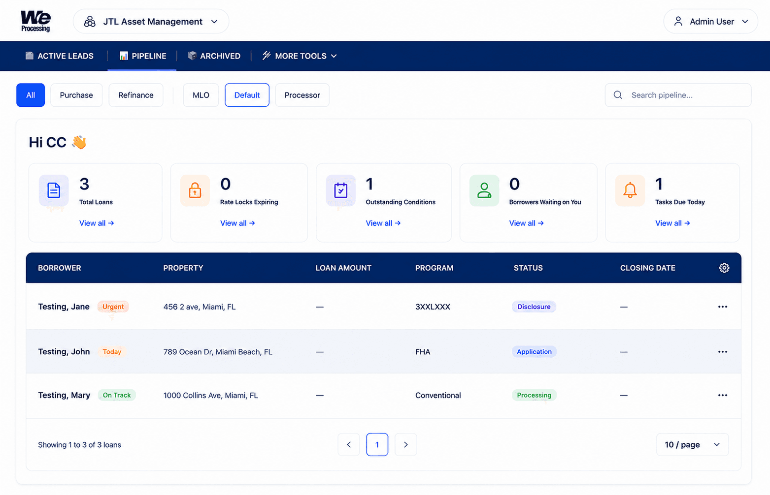 WeProcessing Dashboard